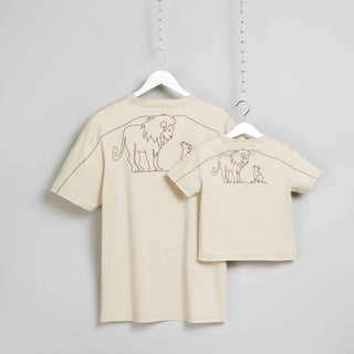 Matching Father & Son T-shirts MANCUB Lion Doodle Emroidery