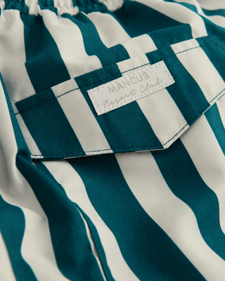 Cabana Stripe Swim Shorts in Deep Teal