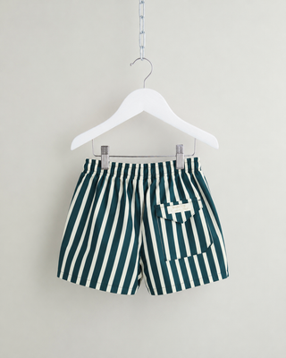 Cabana Stripe Swim Shorts in Deep Teal