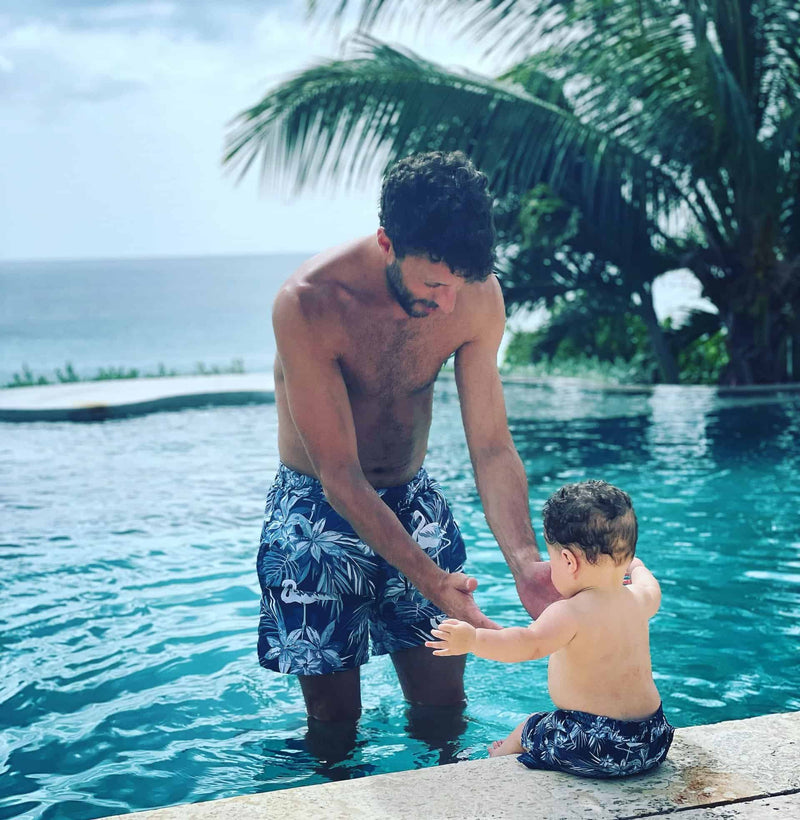 Lifestyle Blue Flamingo Matching Swimshorts