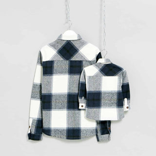 Navy & Ecru Checked Flannel Overshirts (only CUB sizes left)