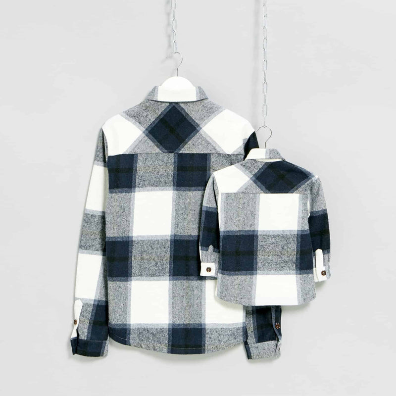 Navy & Ecru Checked Flannel Overshirts (only CUB sizes left)