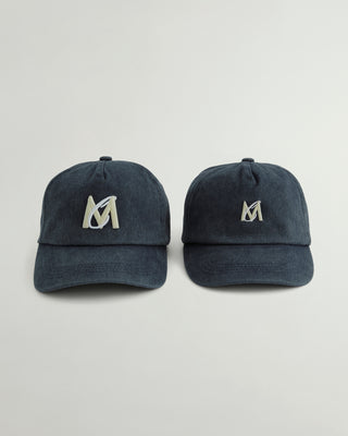 Matching father and son washed navy MANCUB caps