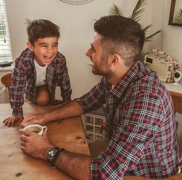 Matching father and son checked shirt