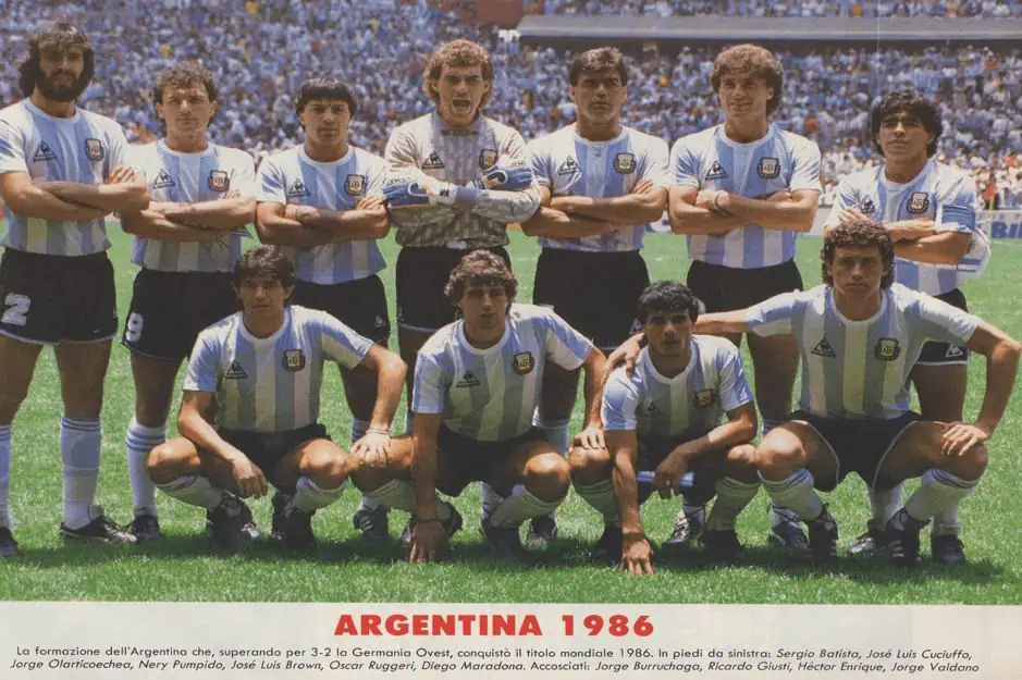 Football kit is a uniform. The Argentina National team captained by Maradona in 1986