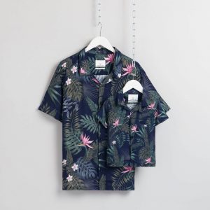 Matching father and son Hawaiian shirts