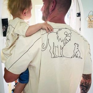 Matching lion doodle t-shirts