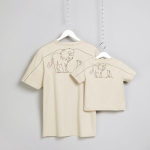 Matching Father & Son T-shirts MANCUB Lion Doodle Emroidery