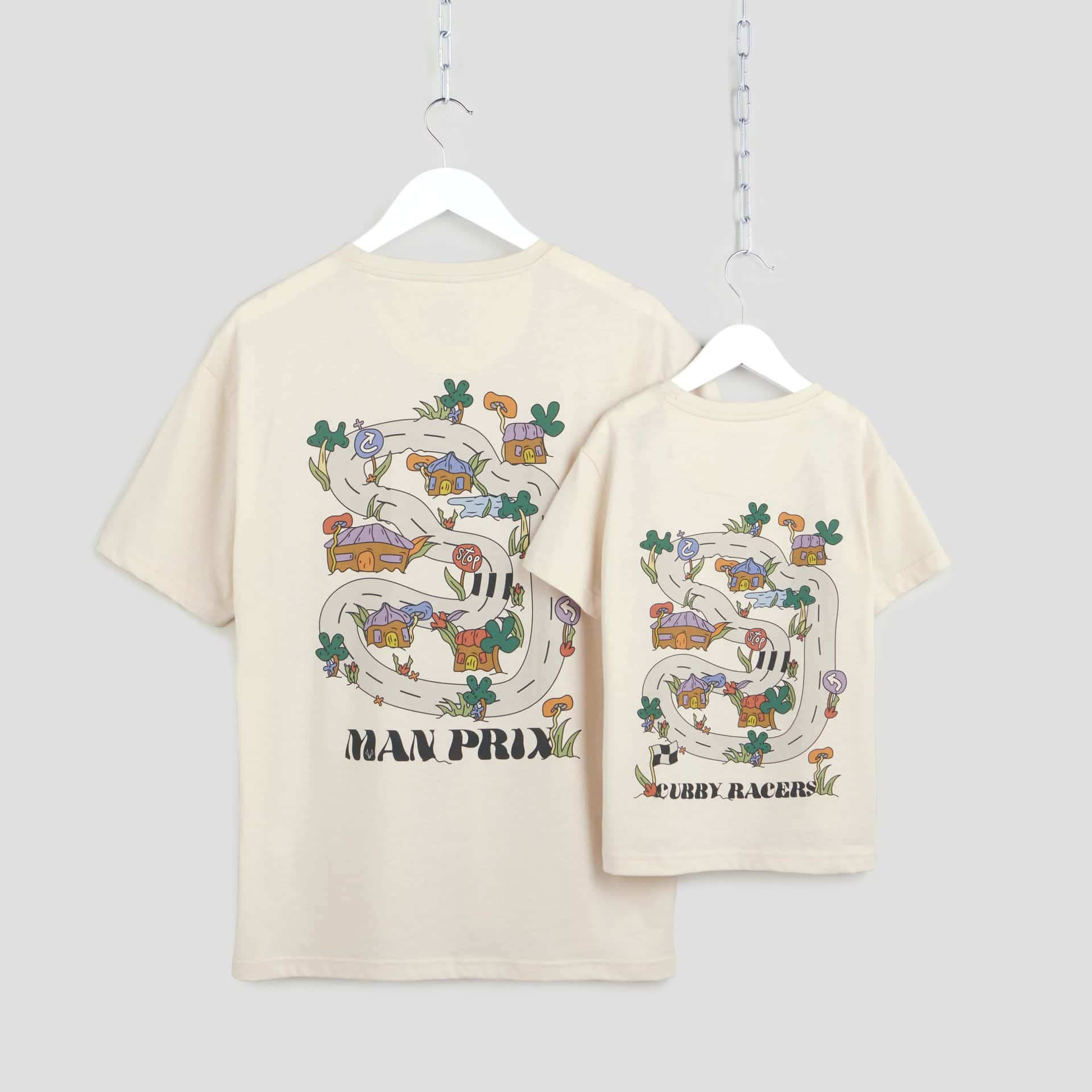 Road map matching father and son t-shirts